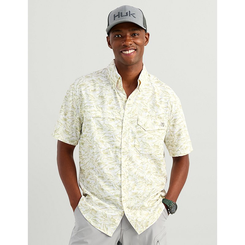 Huk Men's Tide Point KC Scott© Printed Short Sleeve Button-Down Shirt