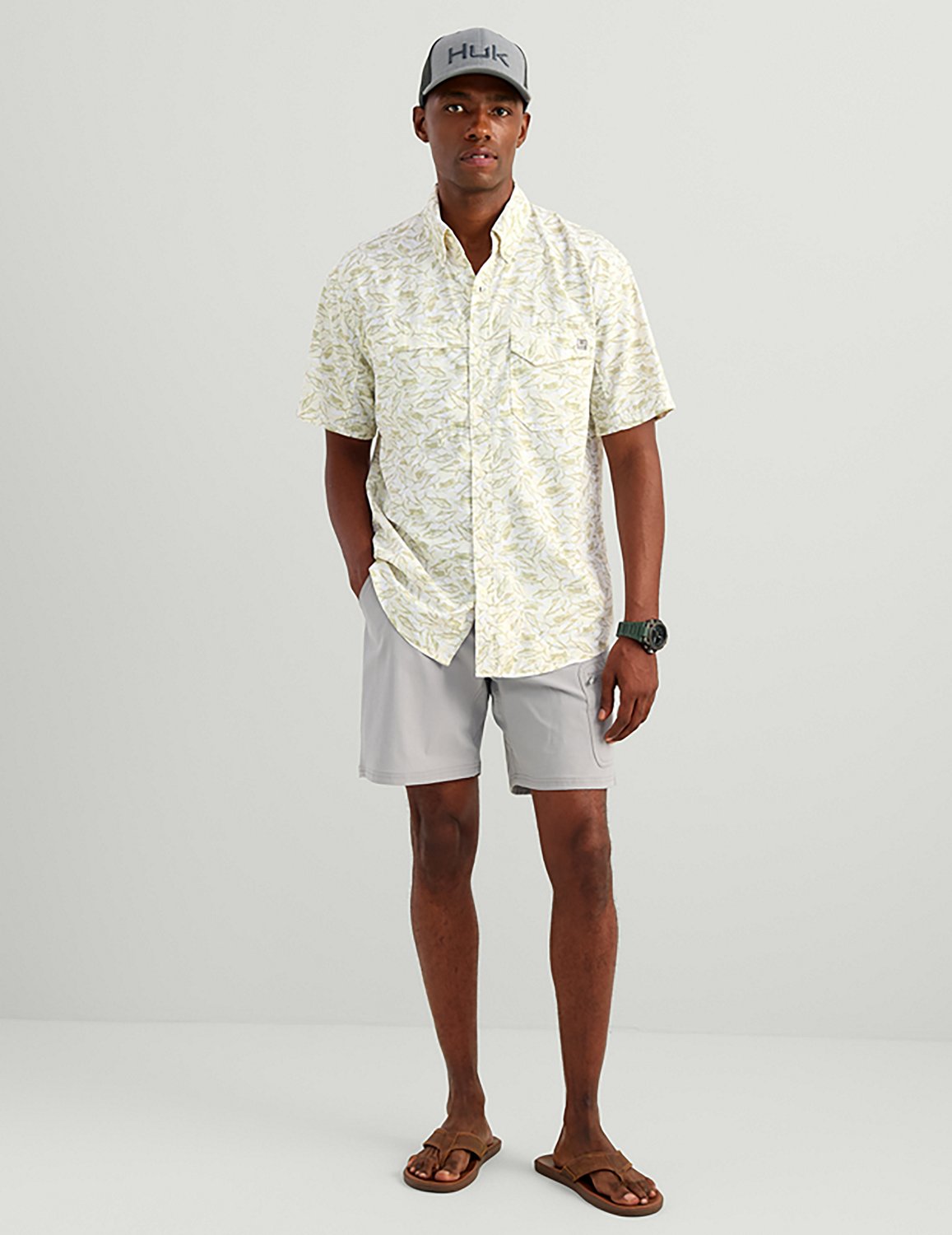Huk Men's Tide Point KC Scott© Printed Short Sleeve Button-Down Shirt - view number 6