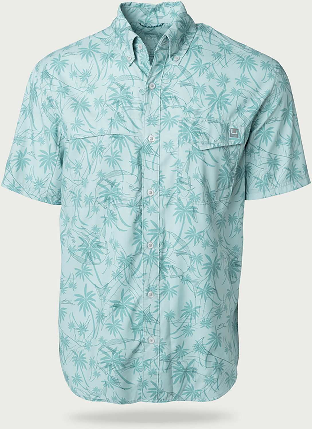 Huk Men's Tide Point KC Scott© Printed Short Sleeve Button-Down Shirt - view number 8