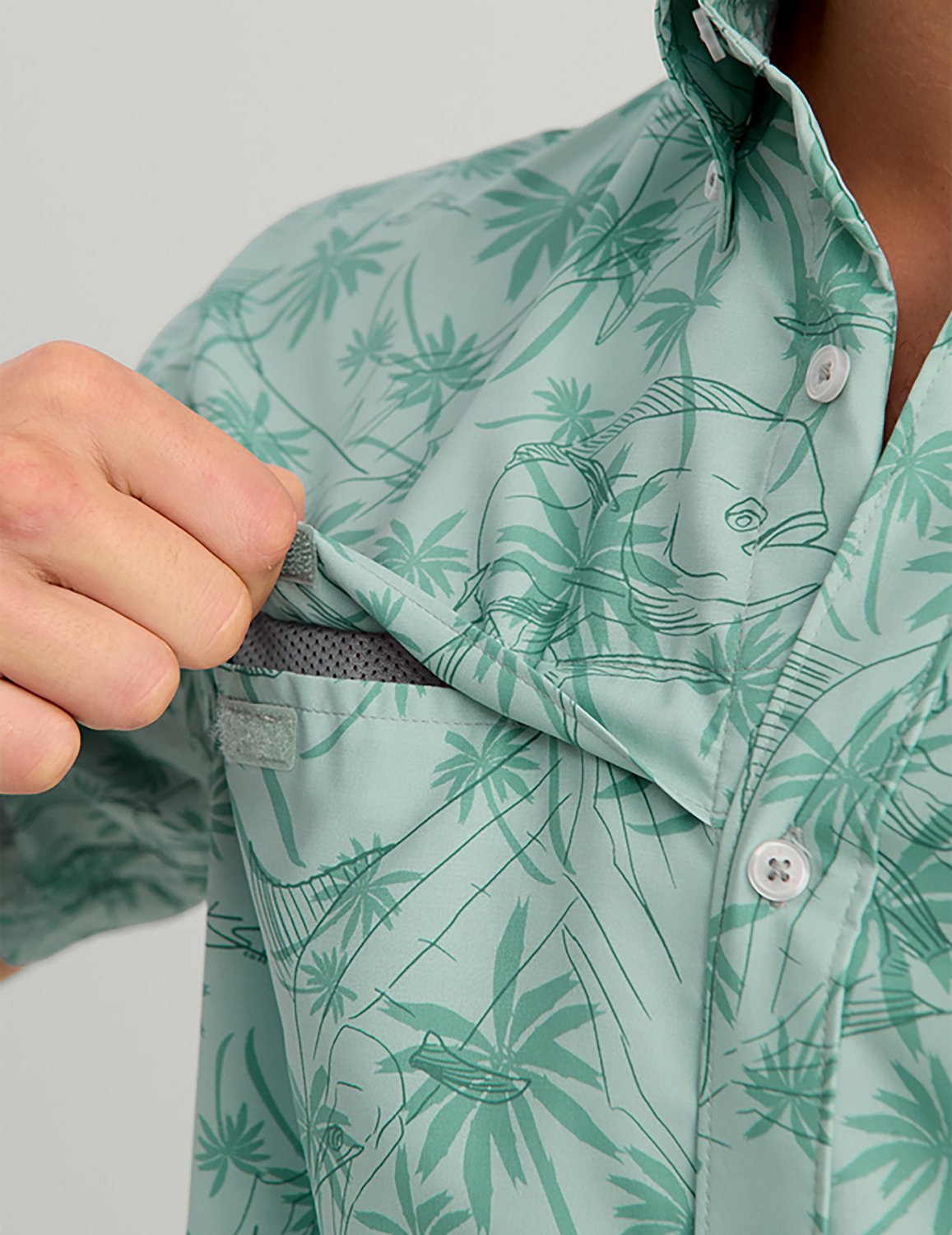 Huk Men's Tide Point KC Scott© Printed Short Sleeve Button-Down Shirt - view number 4