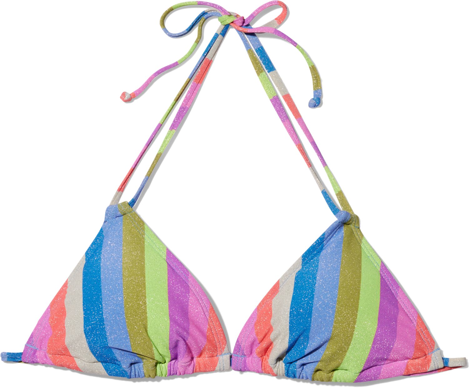 O'Rageous Juniors' Candy Stripe Lurex String Triangle Bikini Top