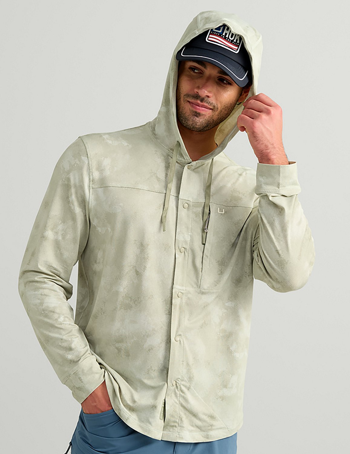 Huk Men's Watershed Printed Hooded Long Sleeve Shirt - view number 3