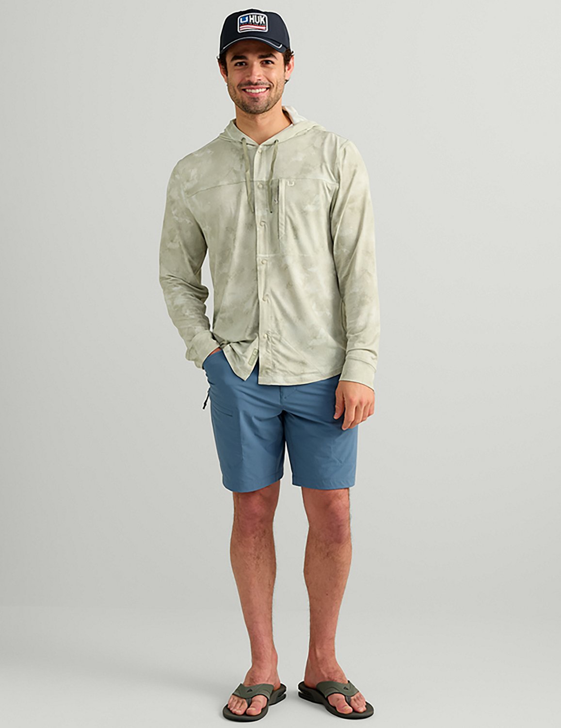 Huk Men's Watershed Printed Hooded Long Sleeve Shirt - view number 6