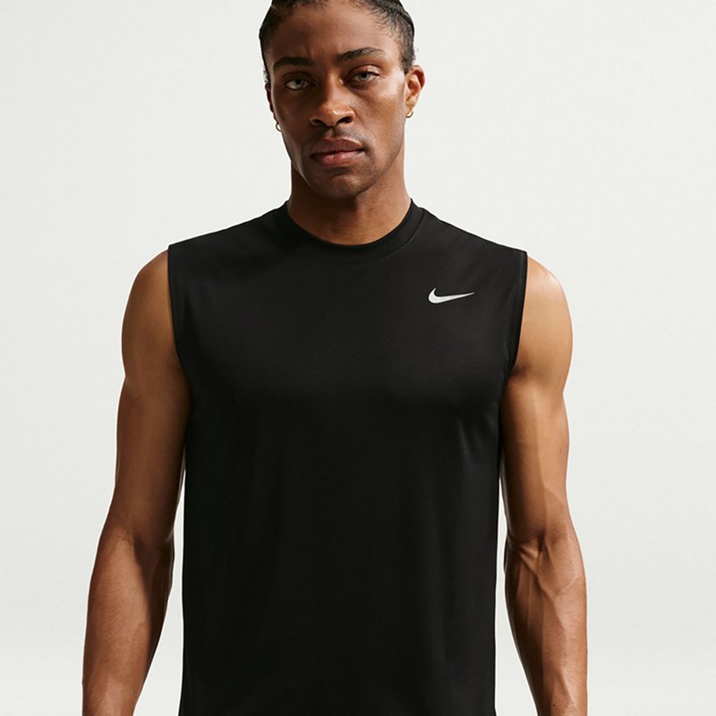 Nike Dri Fit Mens Crew Neck Sleeveless Muscle T-Shirt, Small, Black
