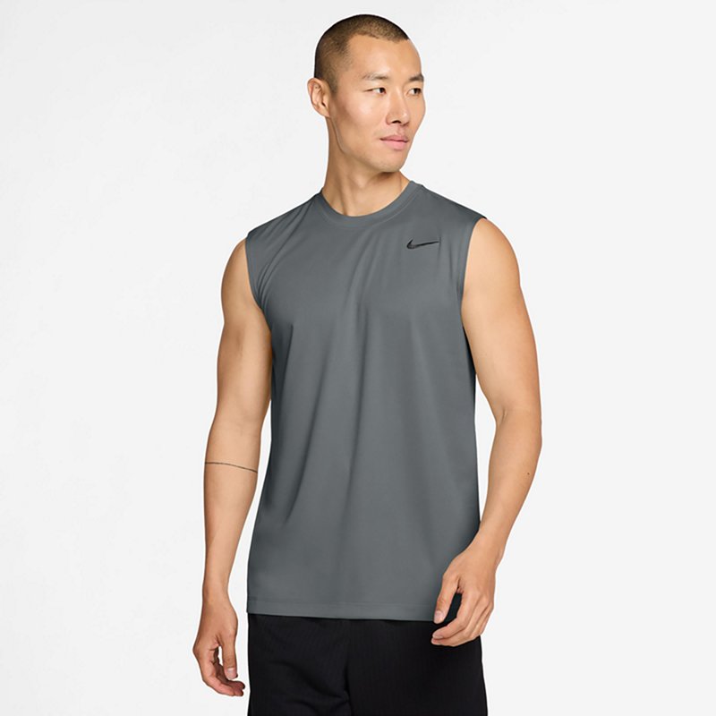 Nike Dri Fit Mens Crew Neck Sleeveless Muscle T-Shirt, Small, Gray