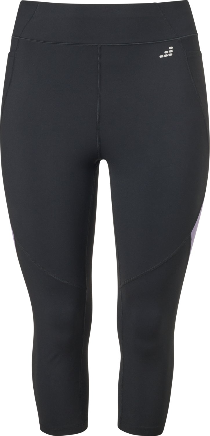 BCG Women's Plus Mid Rise Color Block Crop Leggings