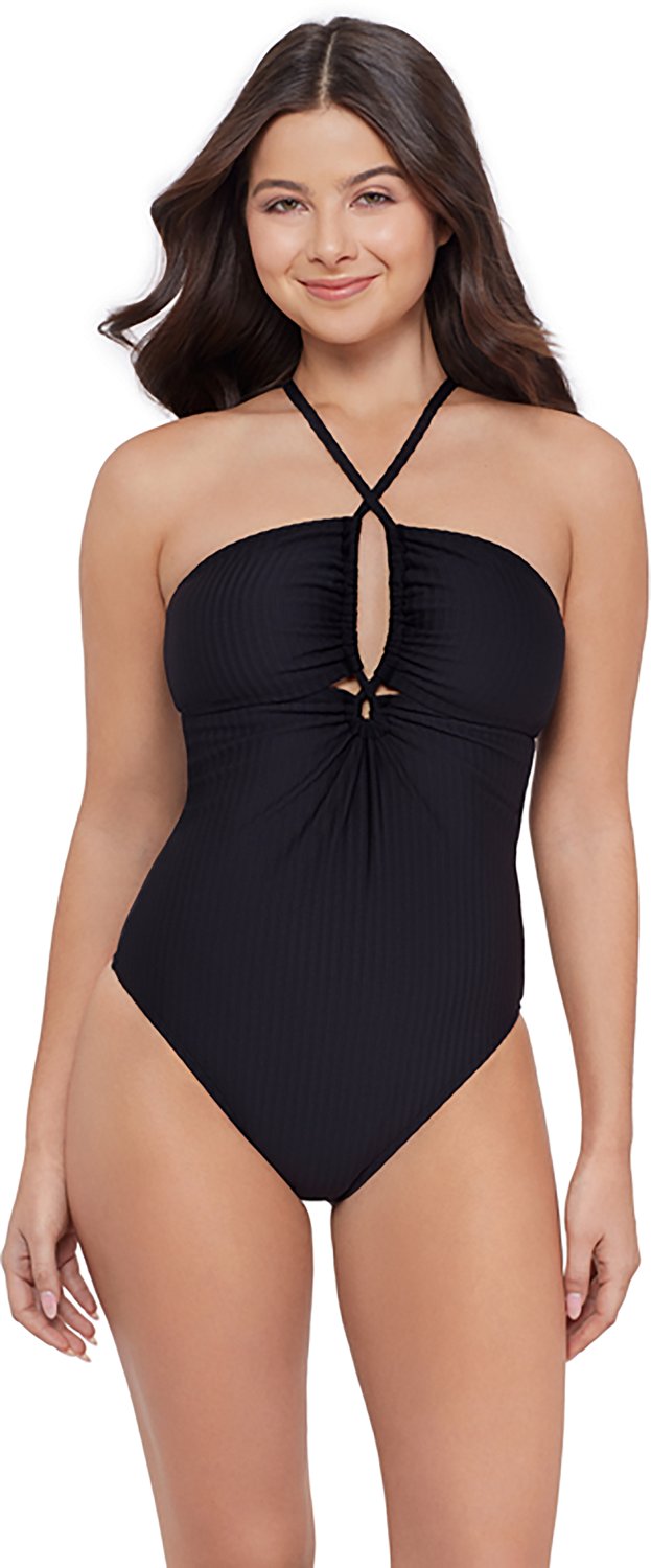 O'Rageous Juniors' Ziggy Rib Double Keyhole 1-Piece Swimsuit