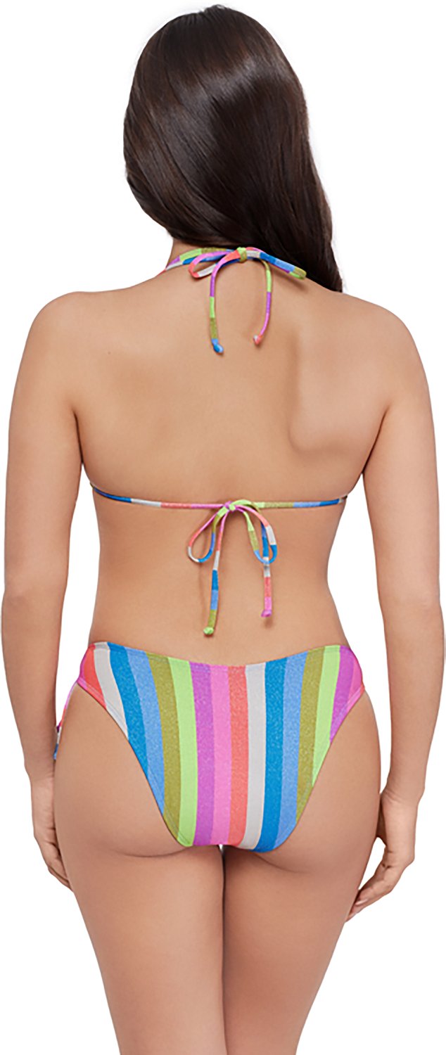 O'Rageous Juniors' Candy Stripe Lurex String Triangle Bikini Top - view number 2