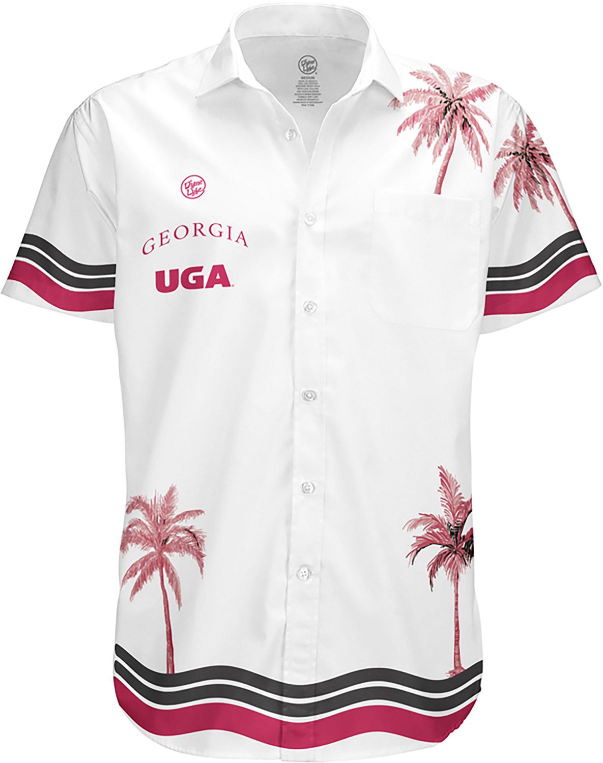 Dyme Lyfe Men's University of Georgia Sublimated Mascot Palm Trees Button Up Shirt