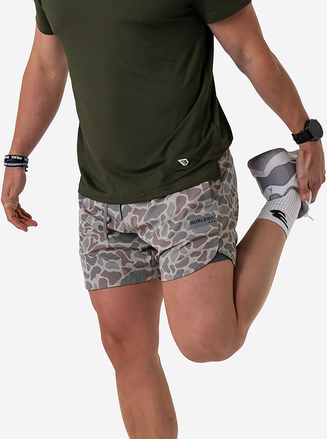 BURLEBO Men's Classic Deer Camo Training Shorts 5.5 in - view number 3
