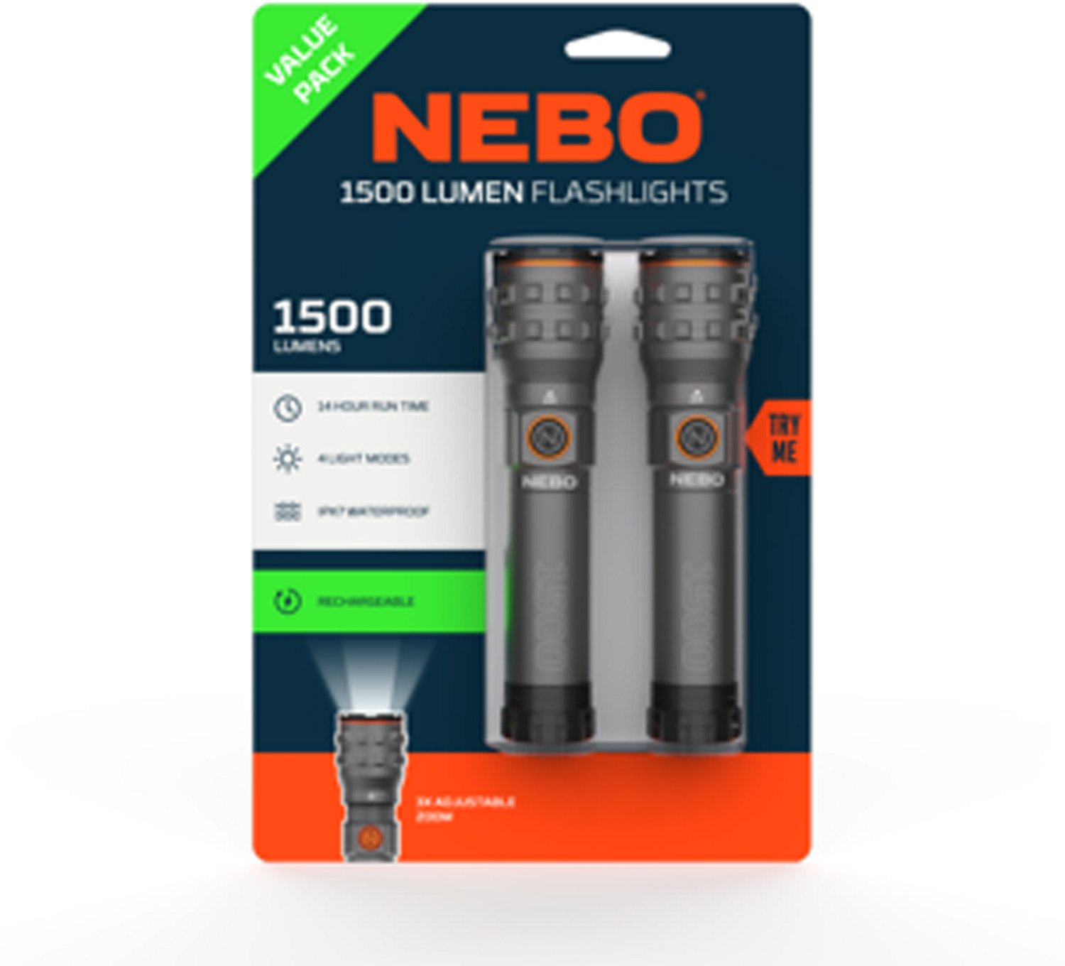 NEBO 1500 Lumen Rechargeable LED Flashlight 2-pack - view number 2