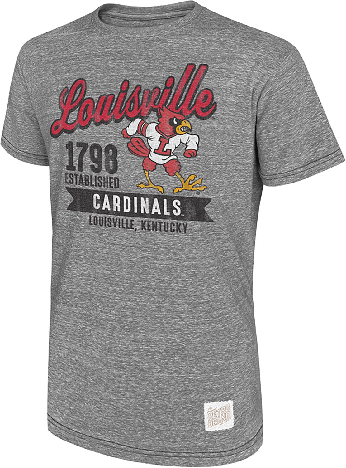 Retro Brand Men's University of Louisville School Script Retro Mascot T-shirt