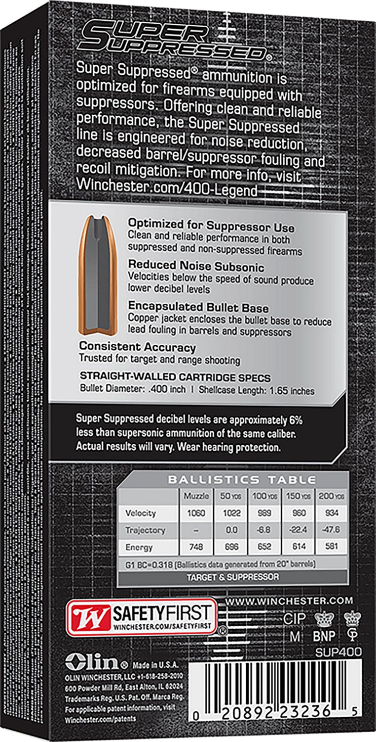 Winchester SUP400 Super Suppressed .400 Legend 300-Grain Rifle Ammunition - 20 Rounds - view number 2