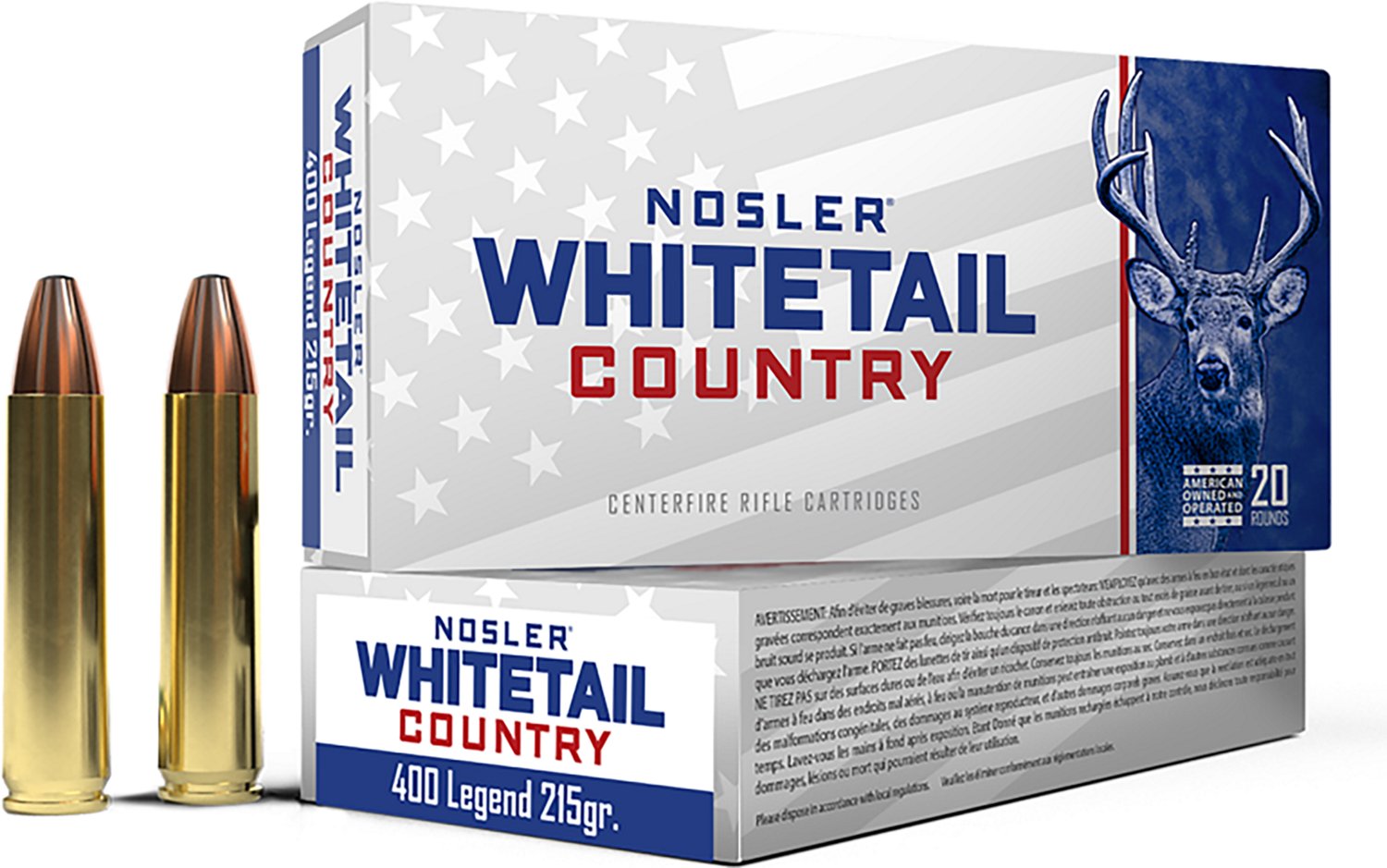 Nosler 40138 Whitetail Country .400 Legend 215-Grain Centerfire Ammunition - 20 Rounds
