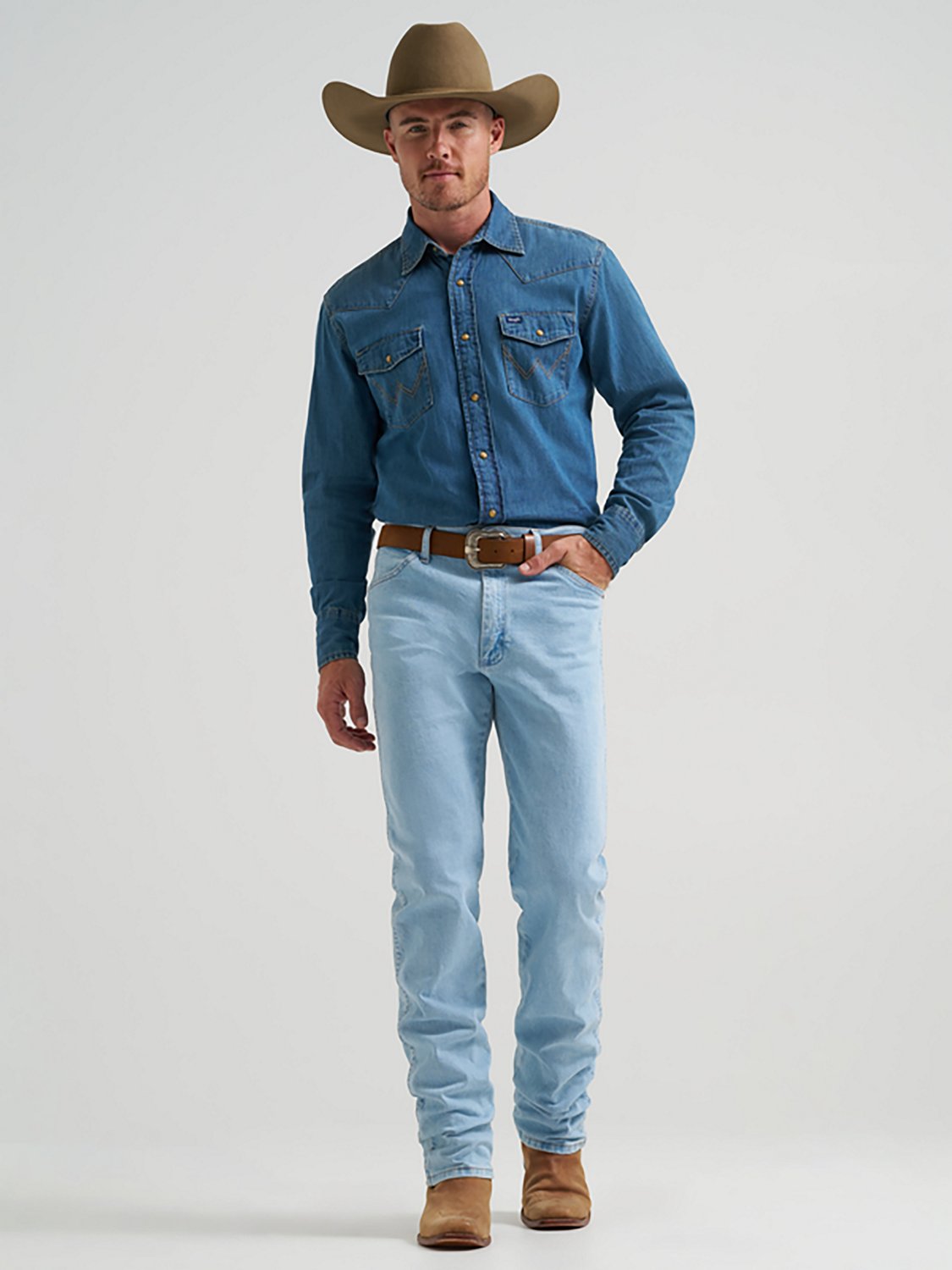 Wrangler Men's Long Sleeve Classic Fit Denim Western Snap Shirt - view number 4