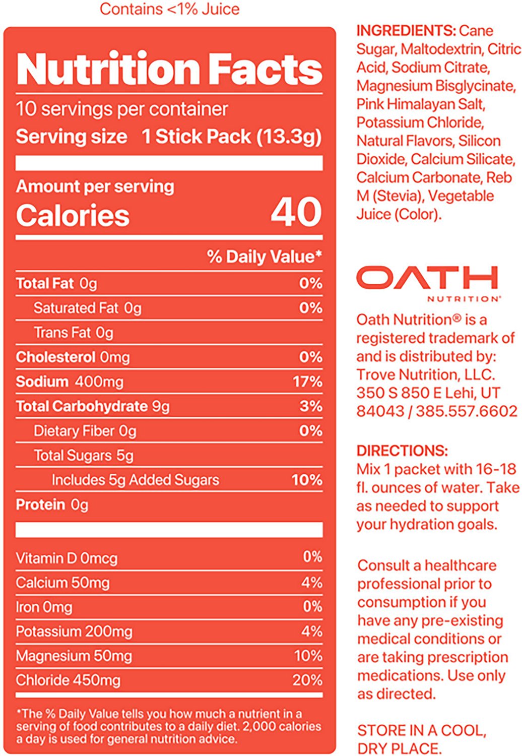 Oath Nutrition Hydration Mix 10-Pack - view number 5