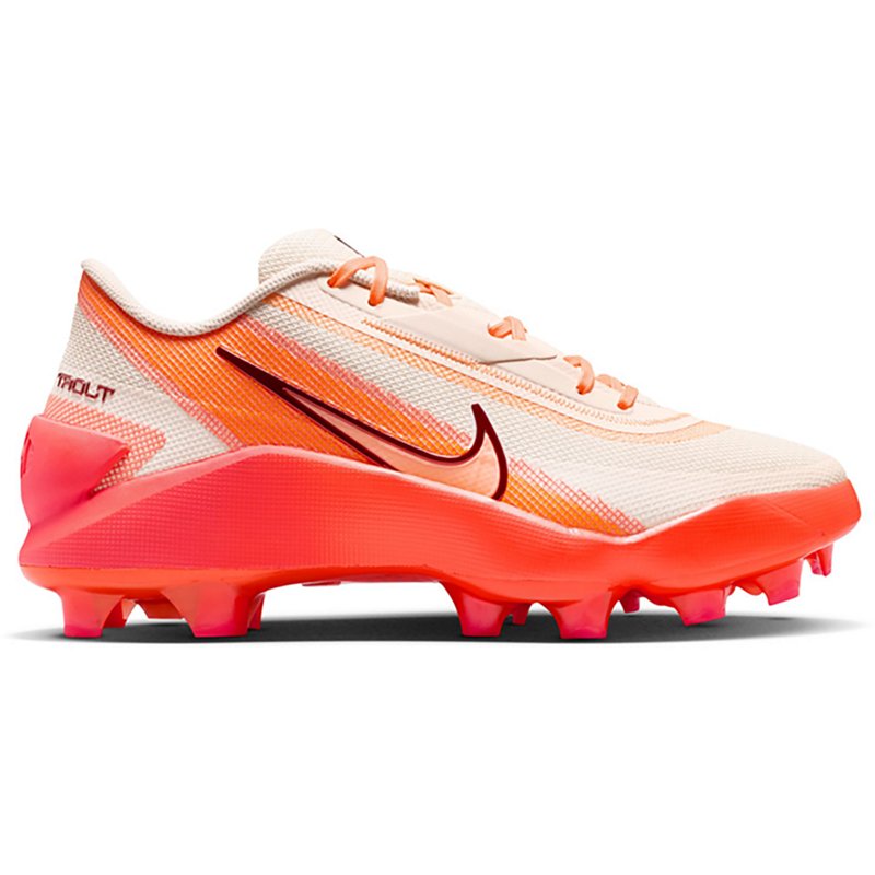 Nike Diamond Showcase Trout PE Mid MCS Baseball Cleats, Size 7, White/Orange
