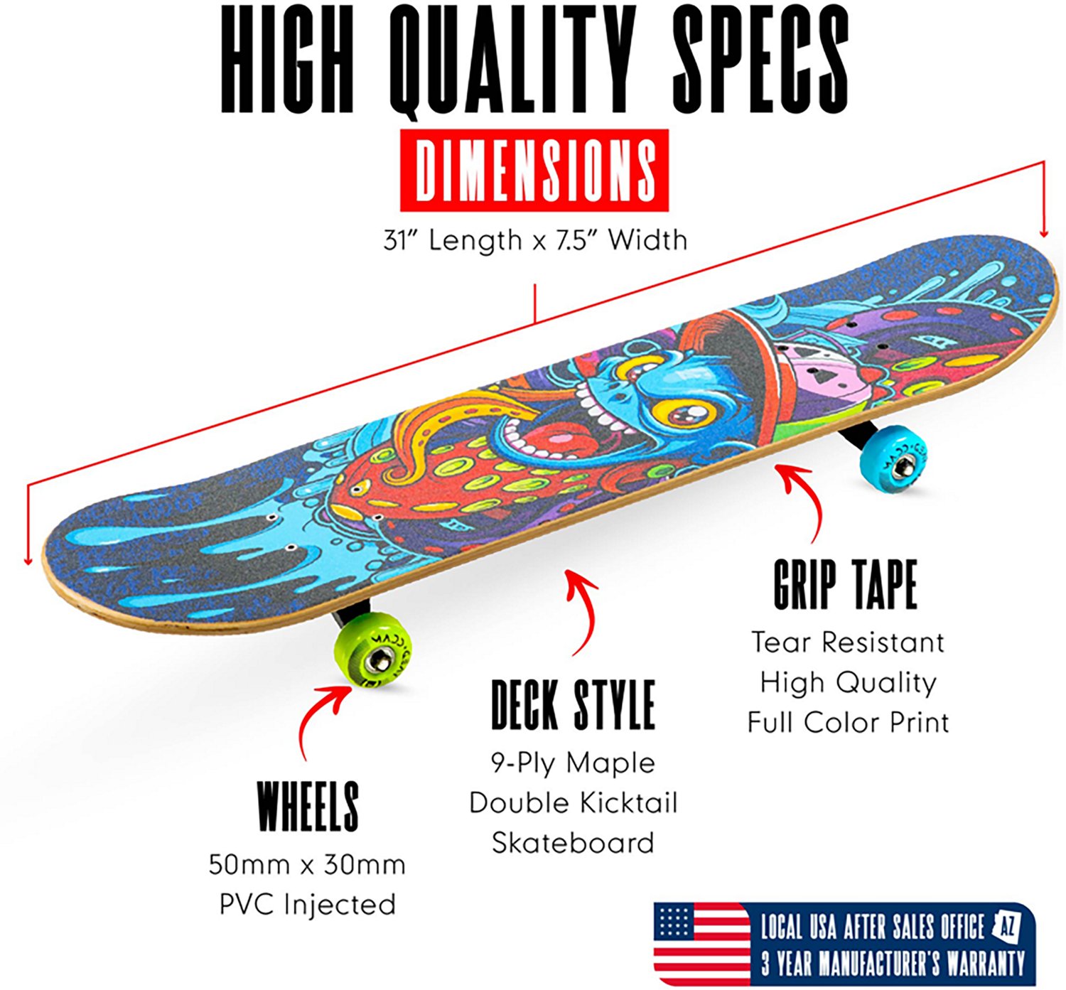 Madd Gear LTR 31 in Double Kicktail Skateboard - view number 2