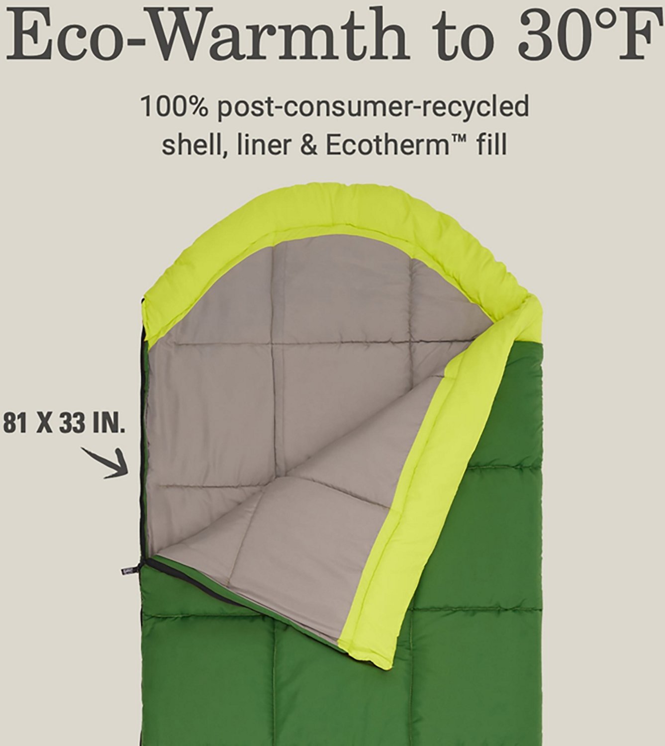 Coleman Adults' Arch Bay 30°F Semi-Rectangular Sleeping Bag - view number 2