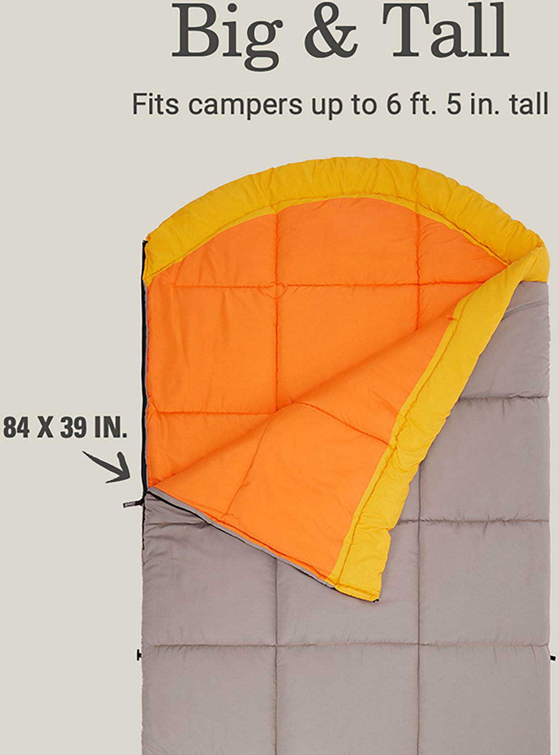 Coleman Adults' Arch Bay 15°F Big and Tall Semi-Rectangular Sleeping Bag - view number 2