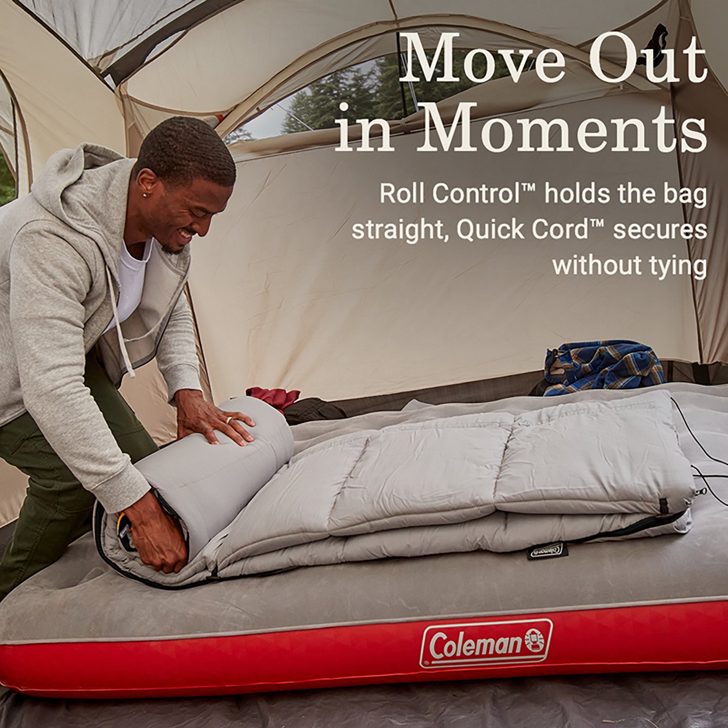 Coleman Adults' Arch Bay 15°F Big and Tall Semi-Rectangular Sleeping Bag - view number 6