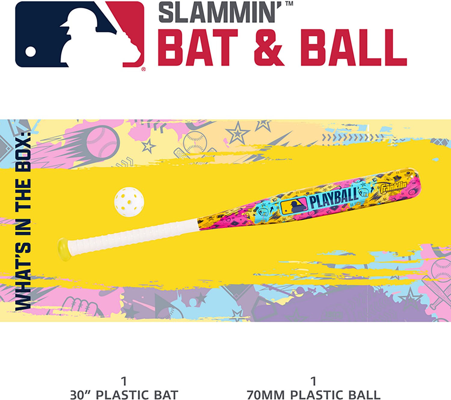 Franklin Sports Kids' MLB Play Ball Slammin' Baseball Bat & Ball Set