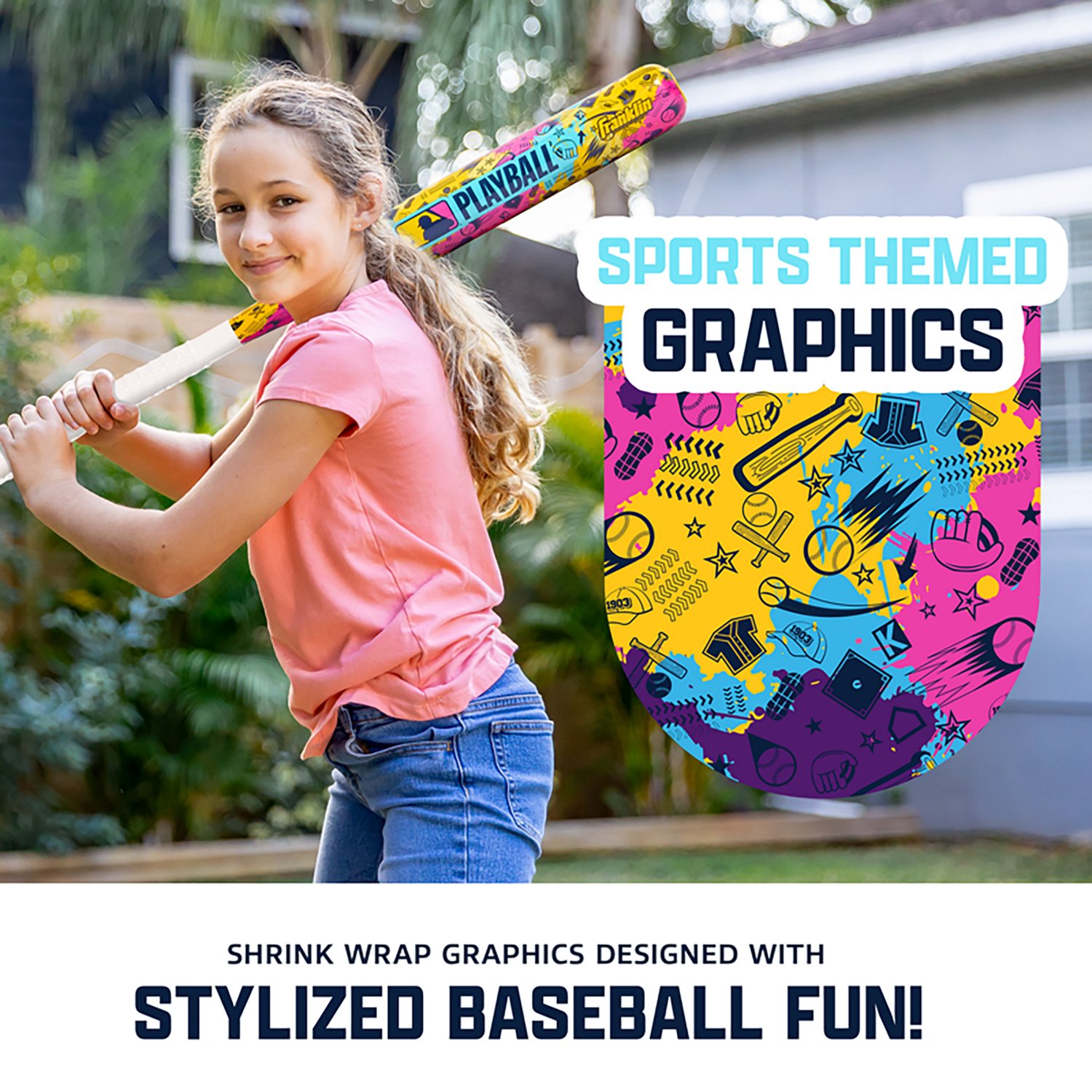 Franklin Sports Kids' MLB Play Ball Slammin' Baseball Bat & Ball Set