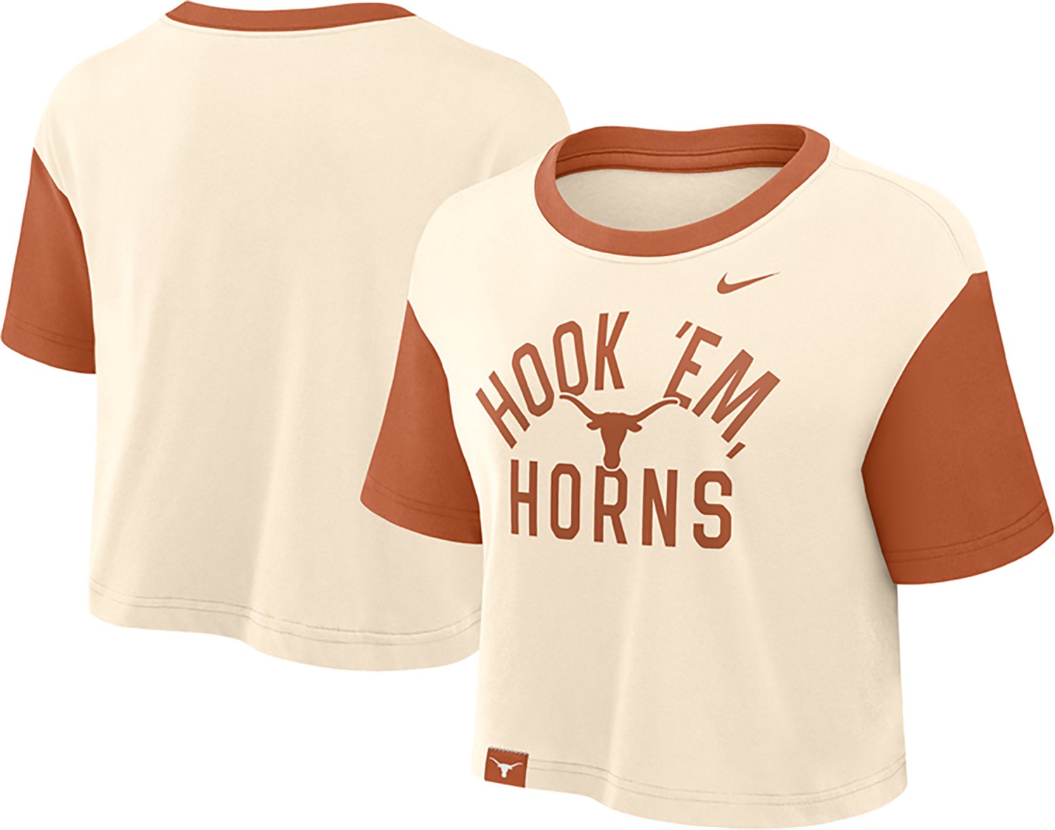 Nike Women's University of Texas Colorblocked Mantra Crop Graphic T-shirt - view number 3