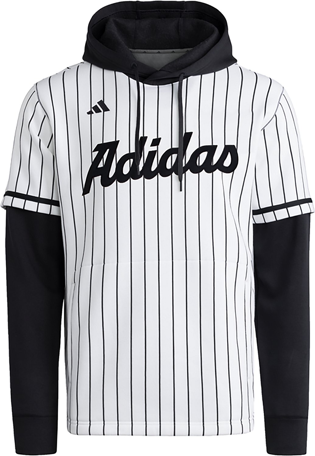 adidas Boys' Dugout Pinstripe Hooded Long Sleeve Jersey