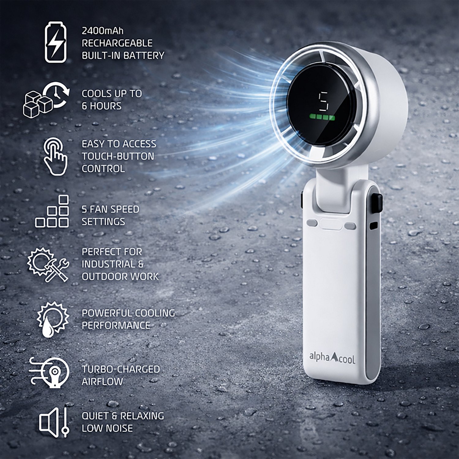 AlphaCool Rechargeable Handheld Fan - view number 5