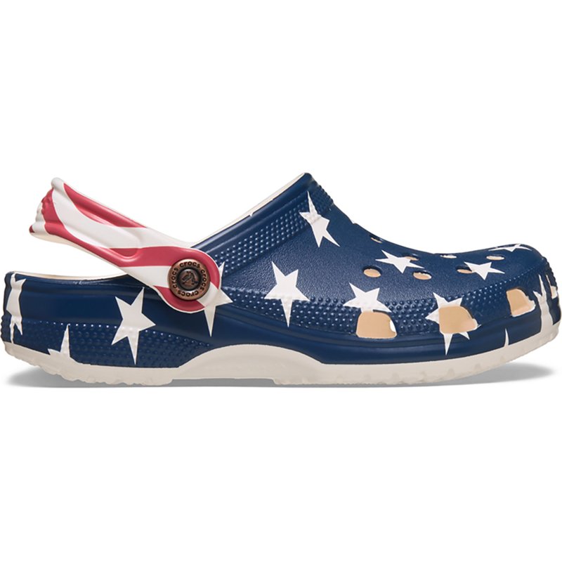 Crocs Kids Classic American Flag Clogs, Size 1, Chalk/Multi