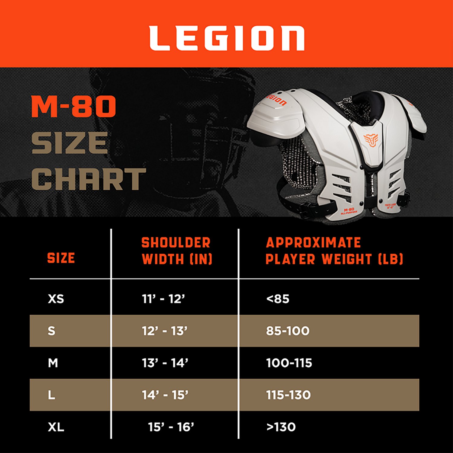 Legion Boys' M-80 Football Shoulder Pads - view number 8