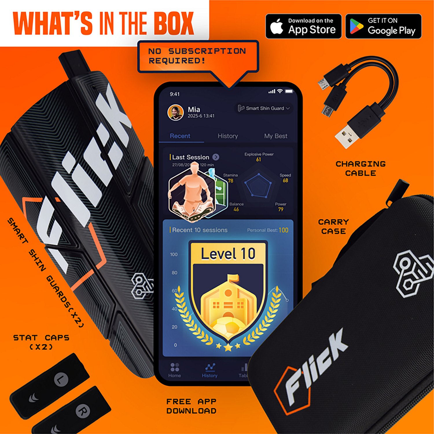 Flick Smart Soccer Tracker with Shin Guards