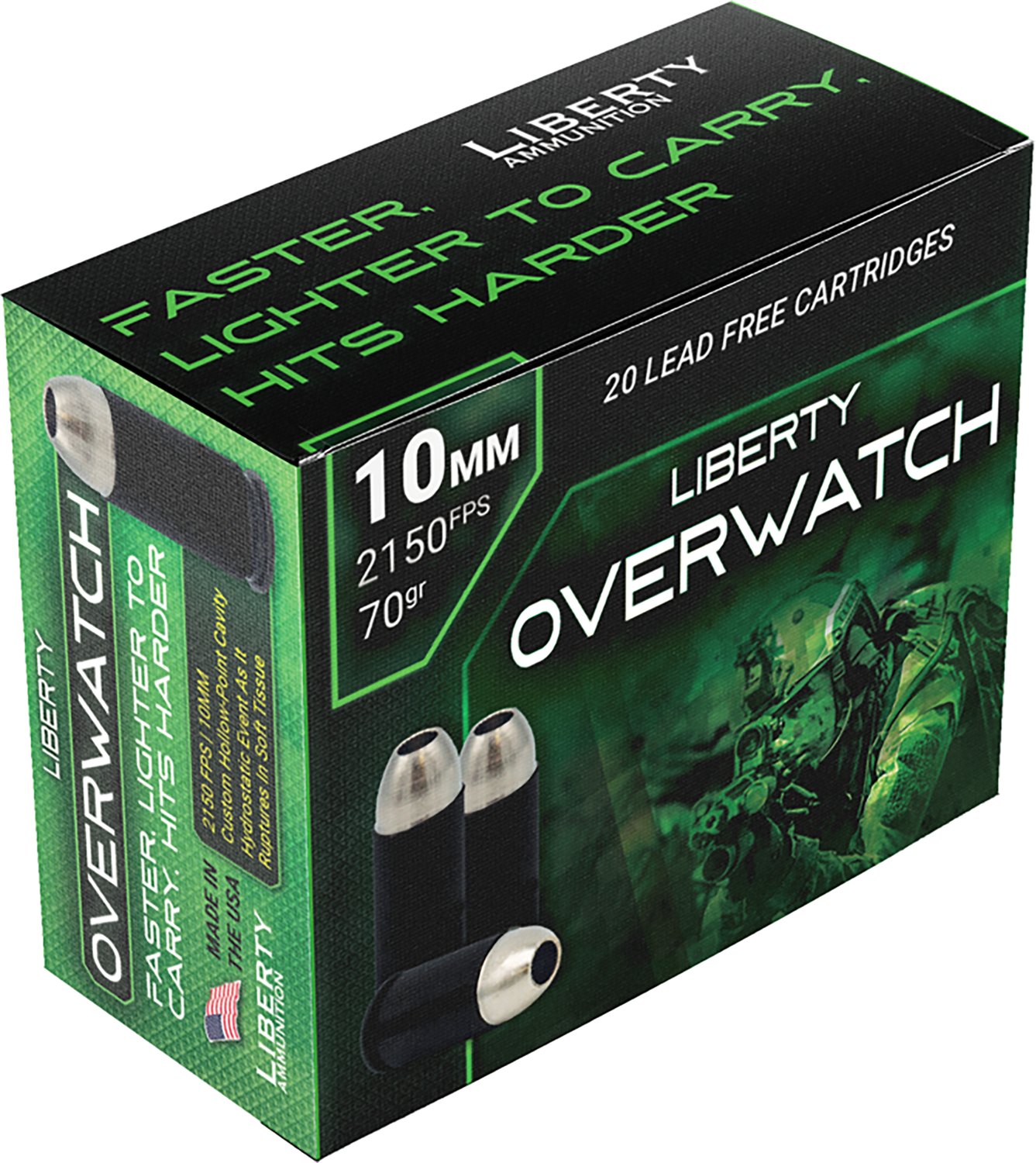 Liberty Ammunition OverWatch 10mm Auto 70-Grain Centerfire Handgun Ammunition - 20 Rounds