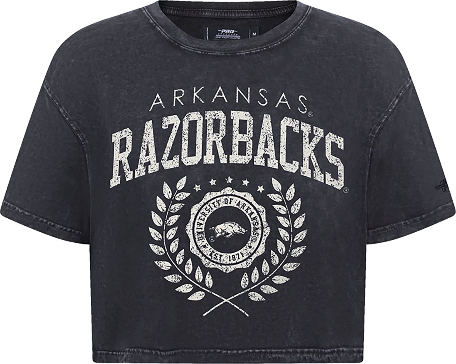 Pro Standard Women's Arkansas Razorbacks Street Team Enzyme Wash Boxy Crop Short Sleeve T-shirt
