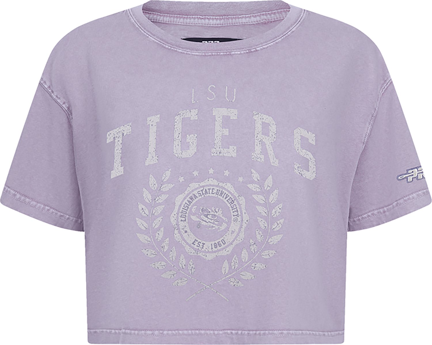 Pro Standard Women's LSU Tigers Street Team Enzyme Wash Boxy Crop Short Sleeve T-shirt