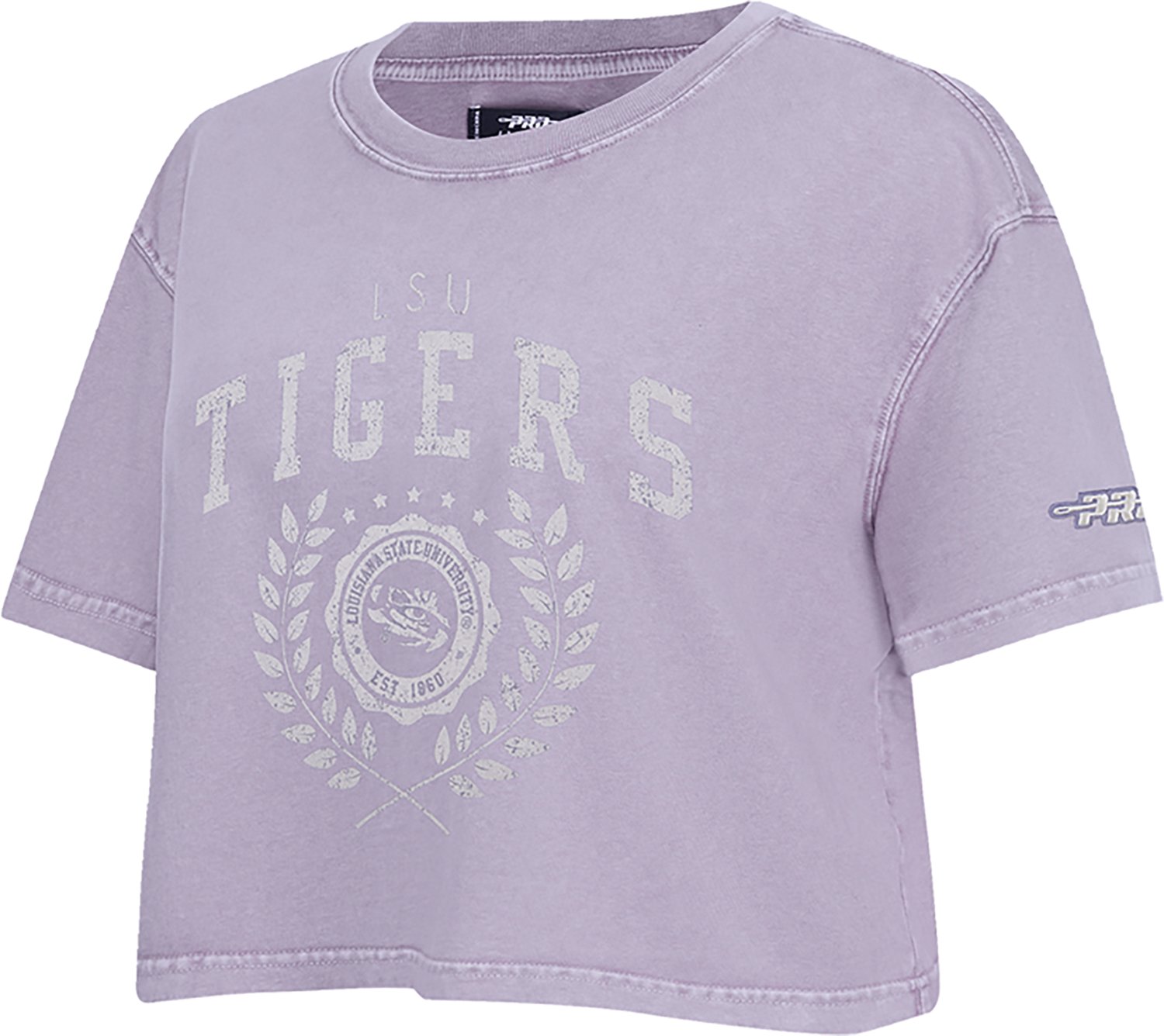 Pro Standard Women's LSU Tigers Street Team Enzyme Wash Boxy Crop Short Sleeve T-shirt