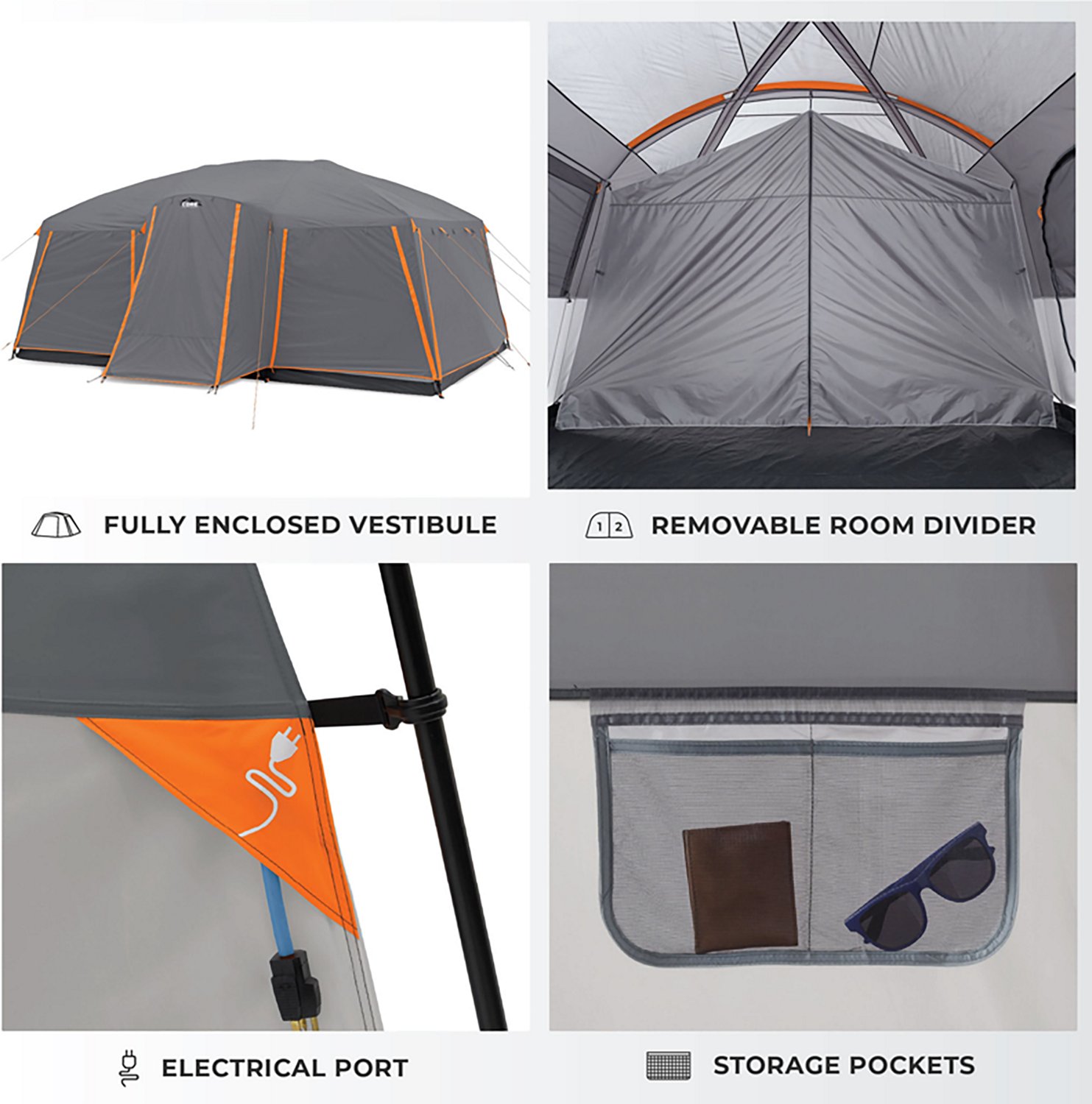 CORE Equipment Straight Wall Cabin 12 Person Tent with Full Rainfly - view number 4