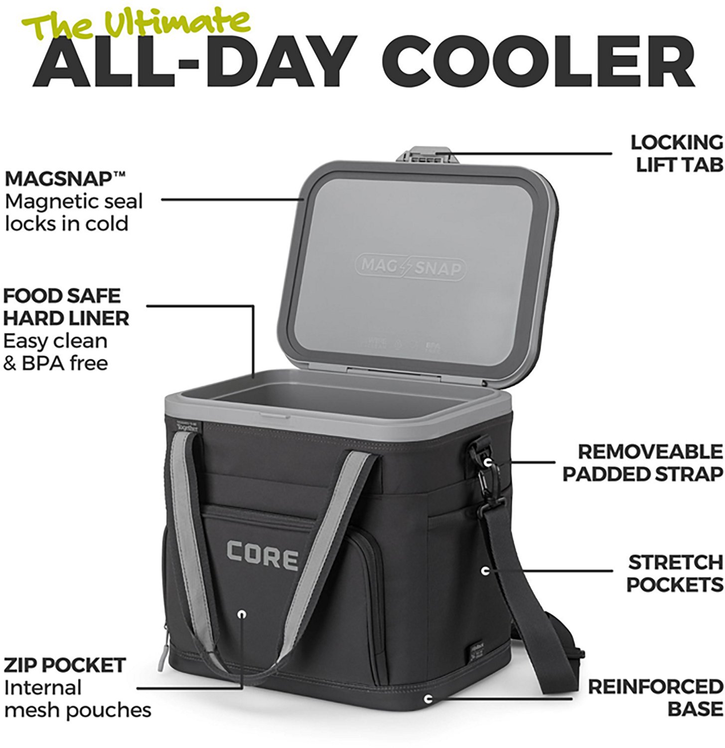 CORE Equipment FlipBack 24 Can No-Zip Box Cooler | Academy