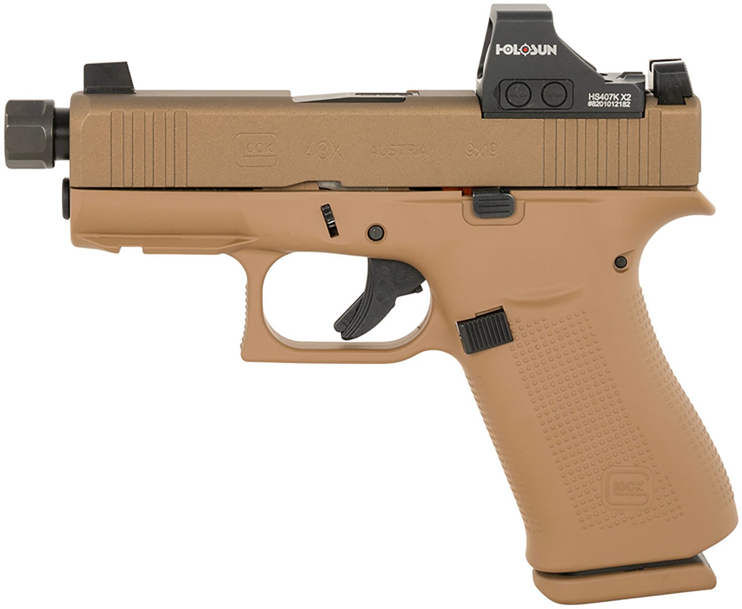 GLOCK 43X MOS 9mm Double Action Pistol with Holosun HS 407K Red Dot - view number 2
