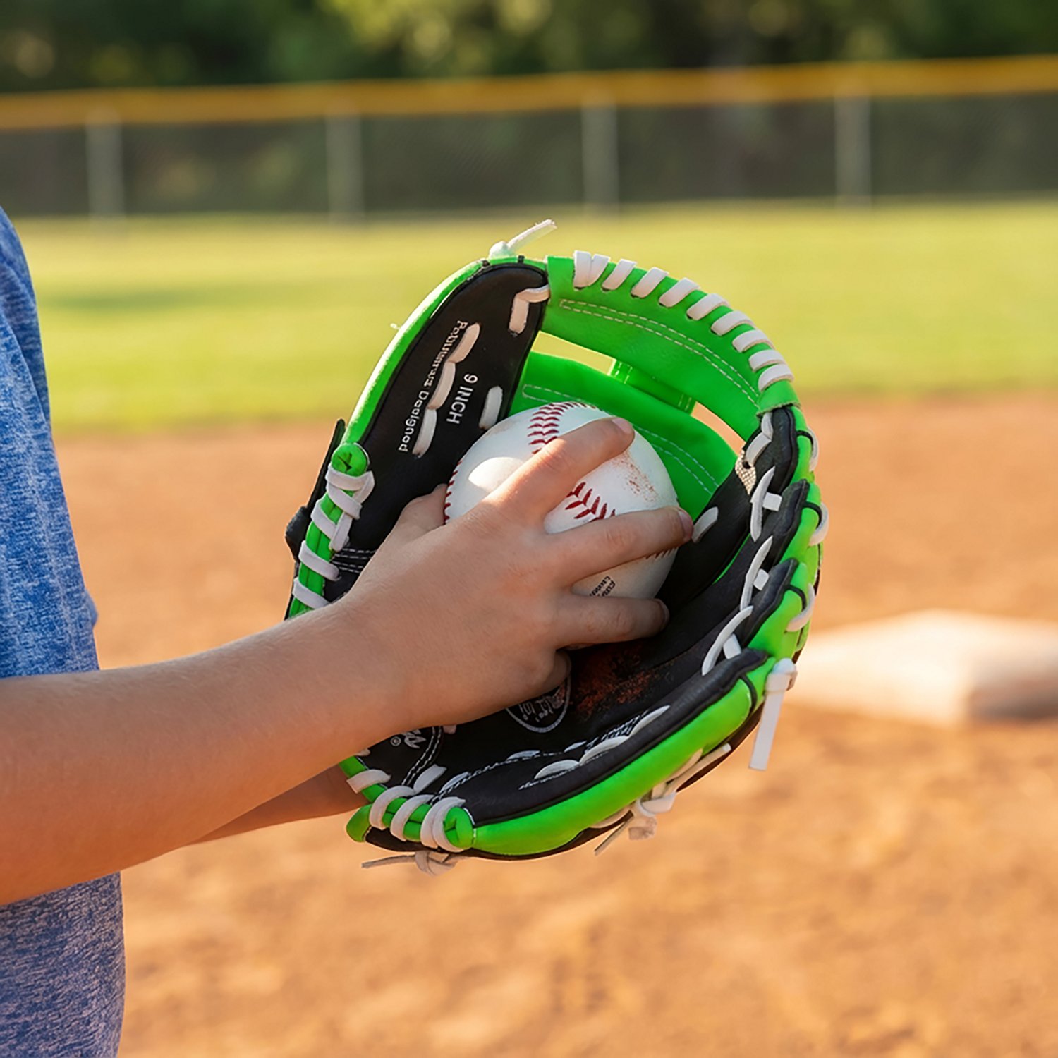 Rawlings Youth Player Basket Web 9 in Pitcher/Infield Glove Left-handed with Ball                                                - view number 6