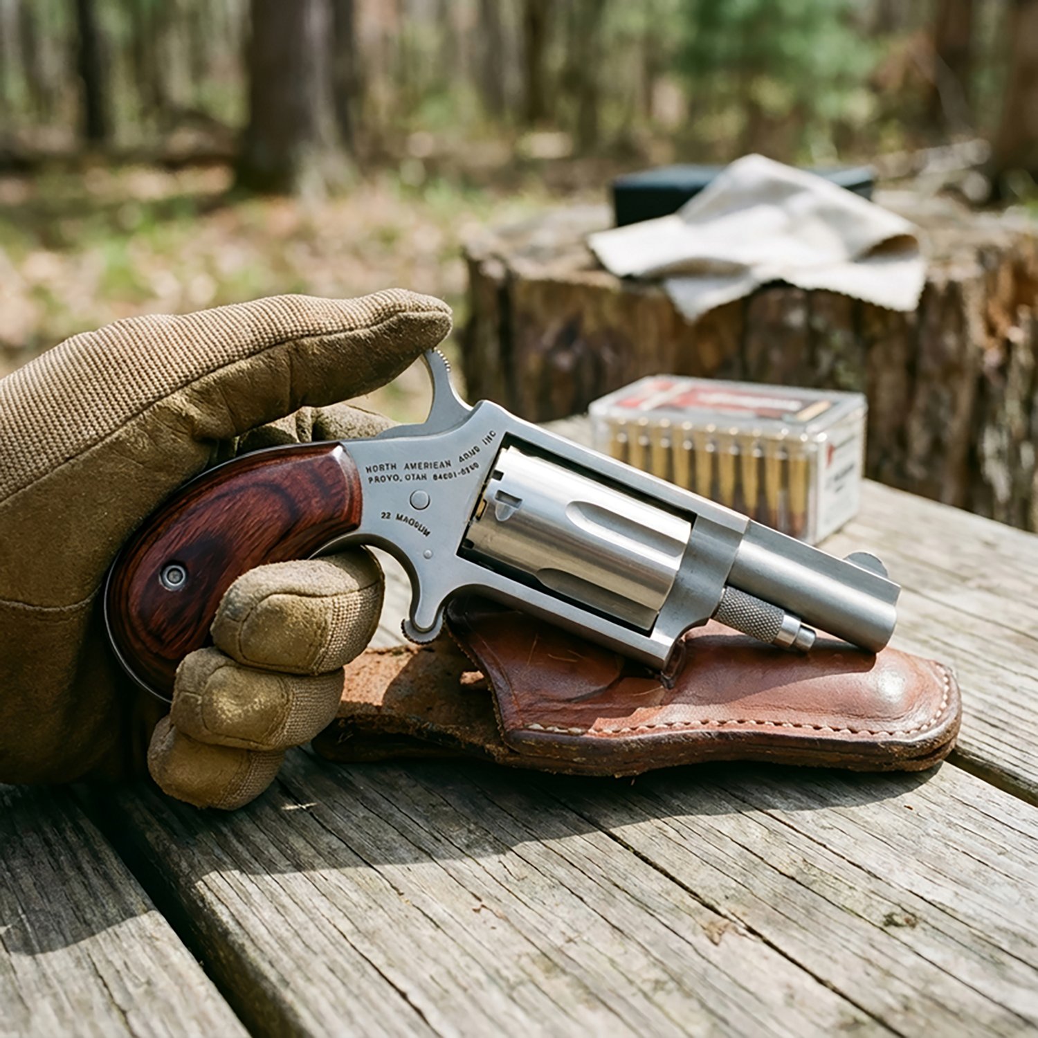 North American Arms 22 Magnum .22 LR/.22 WMR Rosewood Grip Revolver - view number 2