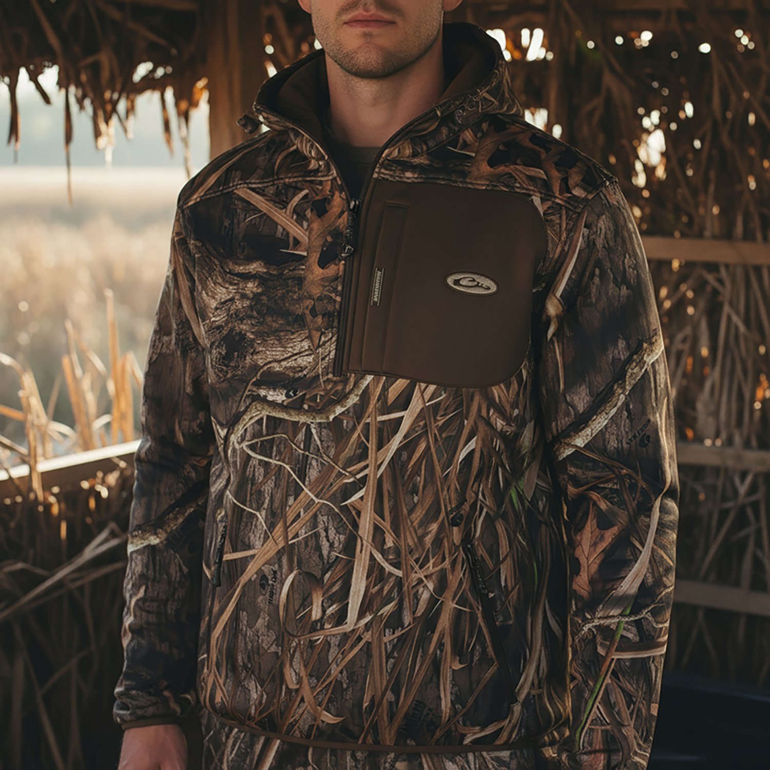 Drake Waterfowl Men's Endurance Mossy Oak 1/4 Zip Hooded Jacket - view number 3