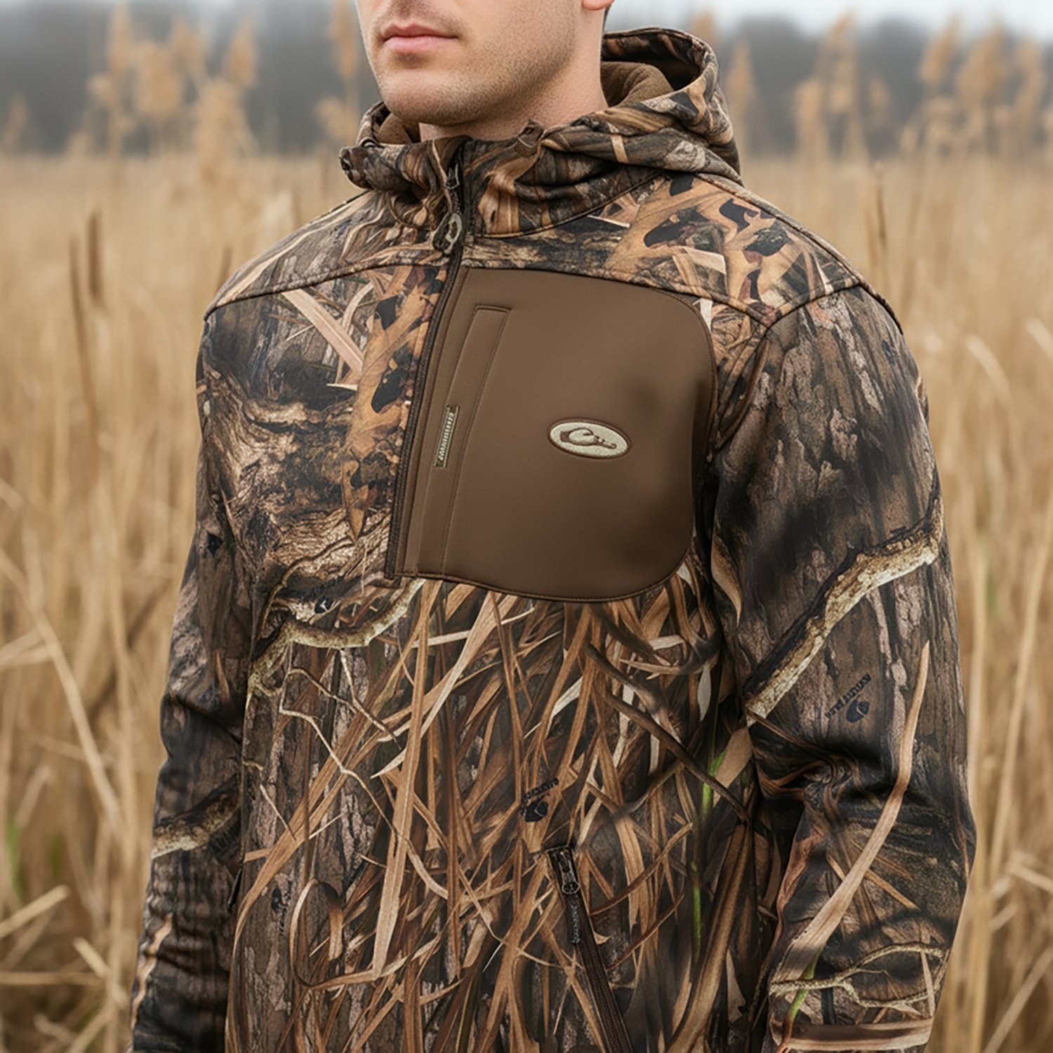 Drake Waterfowl Men's Endurance Mossy Oak 1/4 Zip Hooded Jacket - view number 4