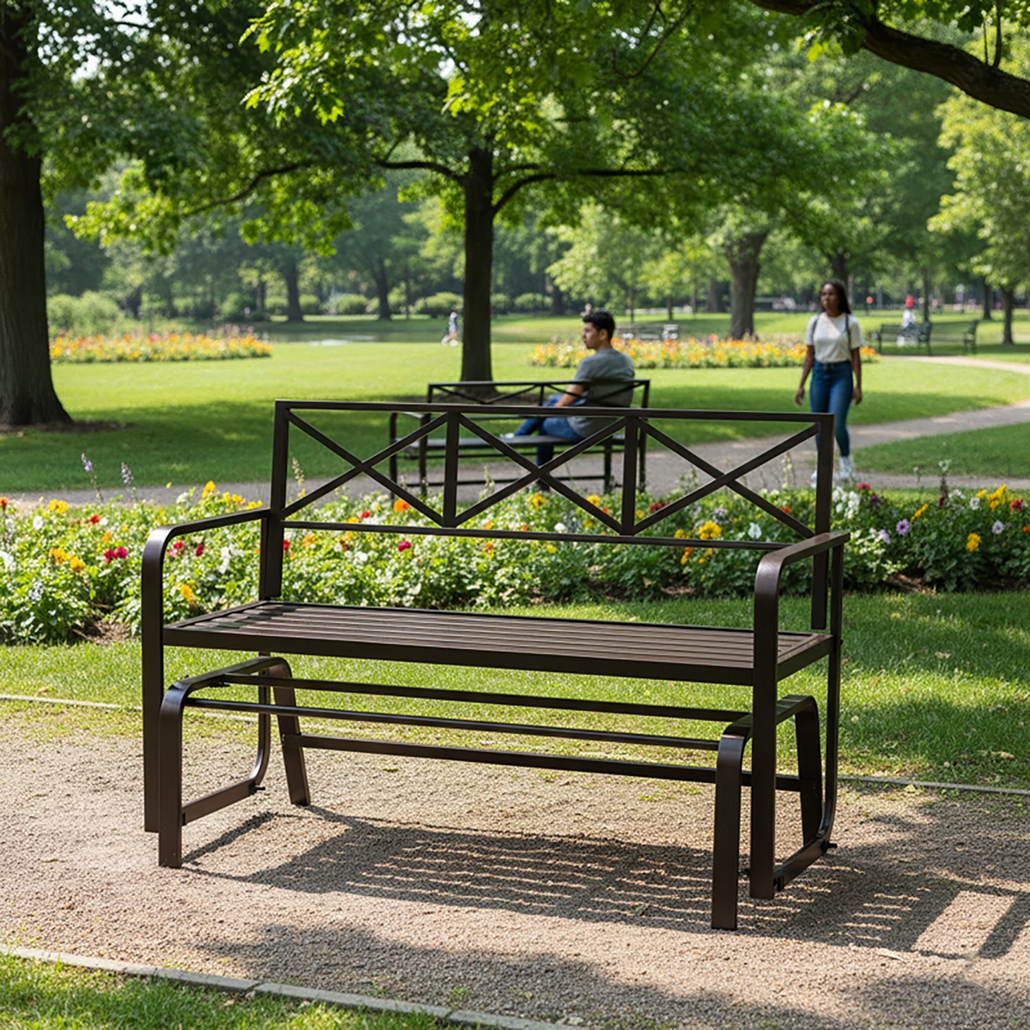 Mosaic Mary Metal Bench Glider - view number 4