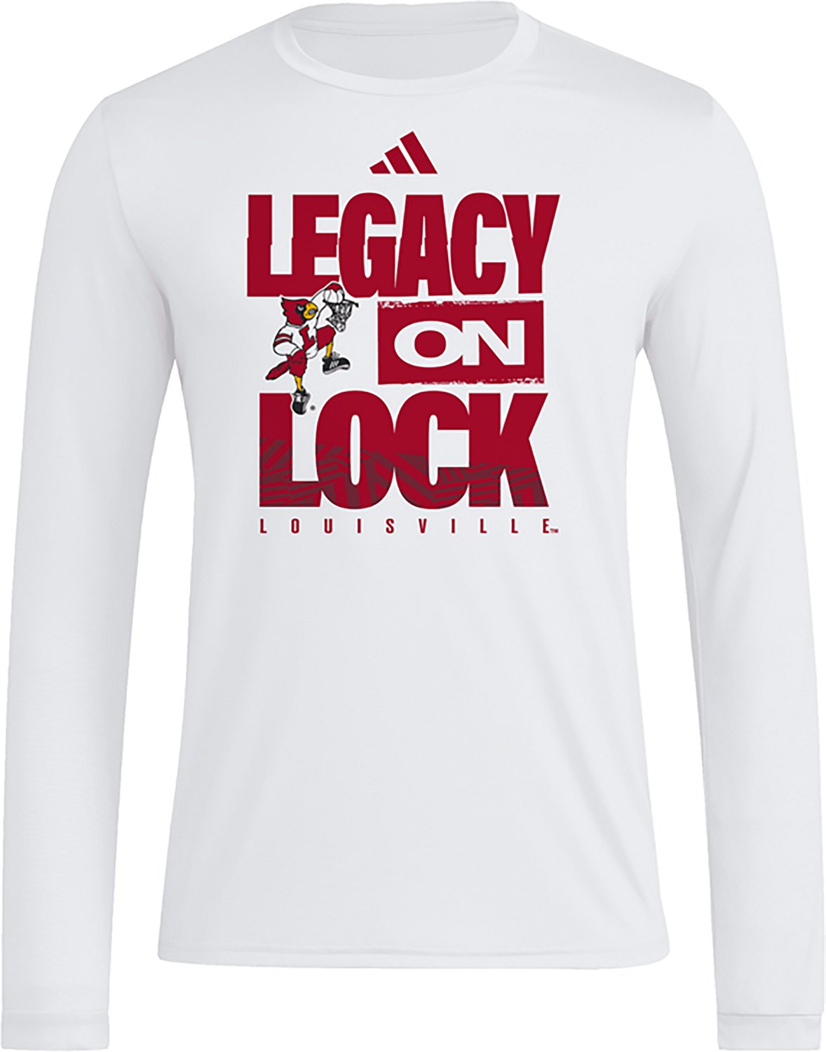 adidas Men's University of Louisville 2026 March Madness Legacy On Lock Bench Long Sleeve T-shirt