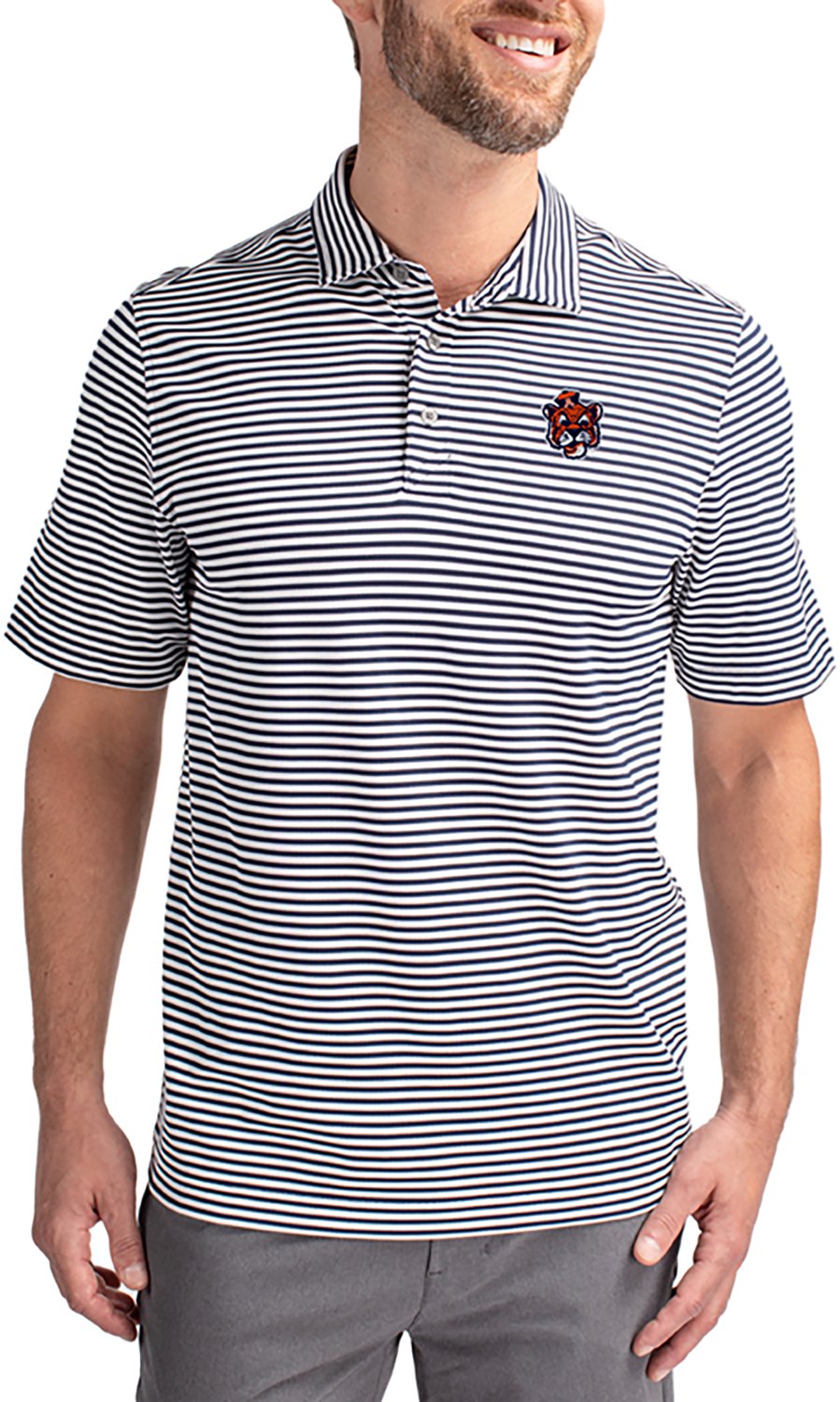 Cutter & Buck Men's Auburn University Virtue Stripe Polo Shirt