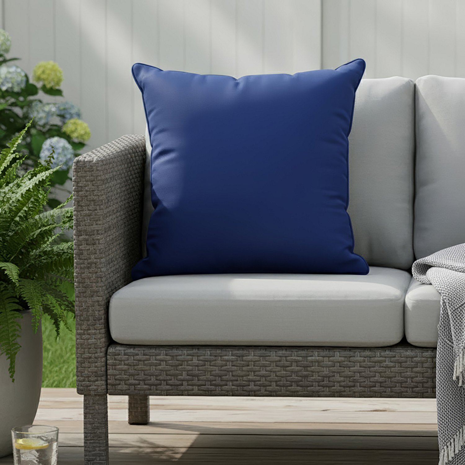 Mosaic 18 in Reversible Solid Patio Pillow with Piping - view number 3