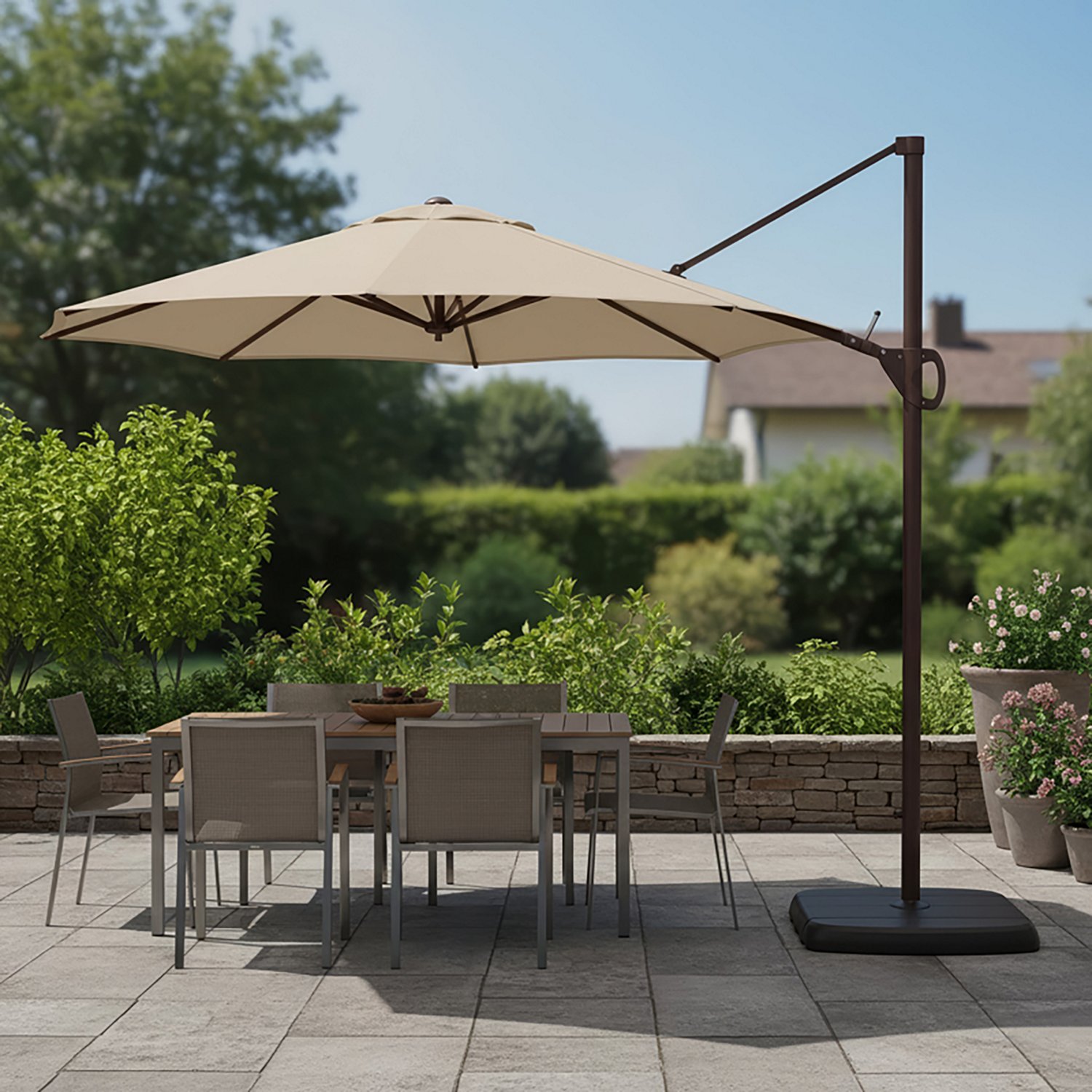 Mosaic 10 ft Round Patio Cantilever Umbrella - view number 4