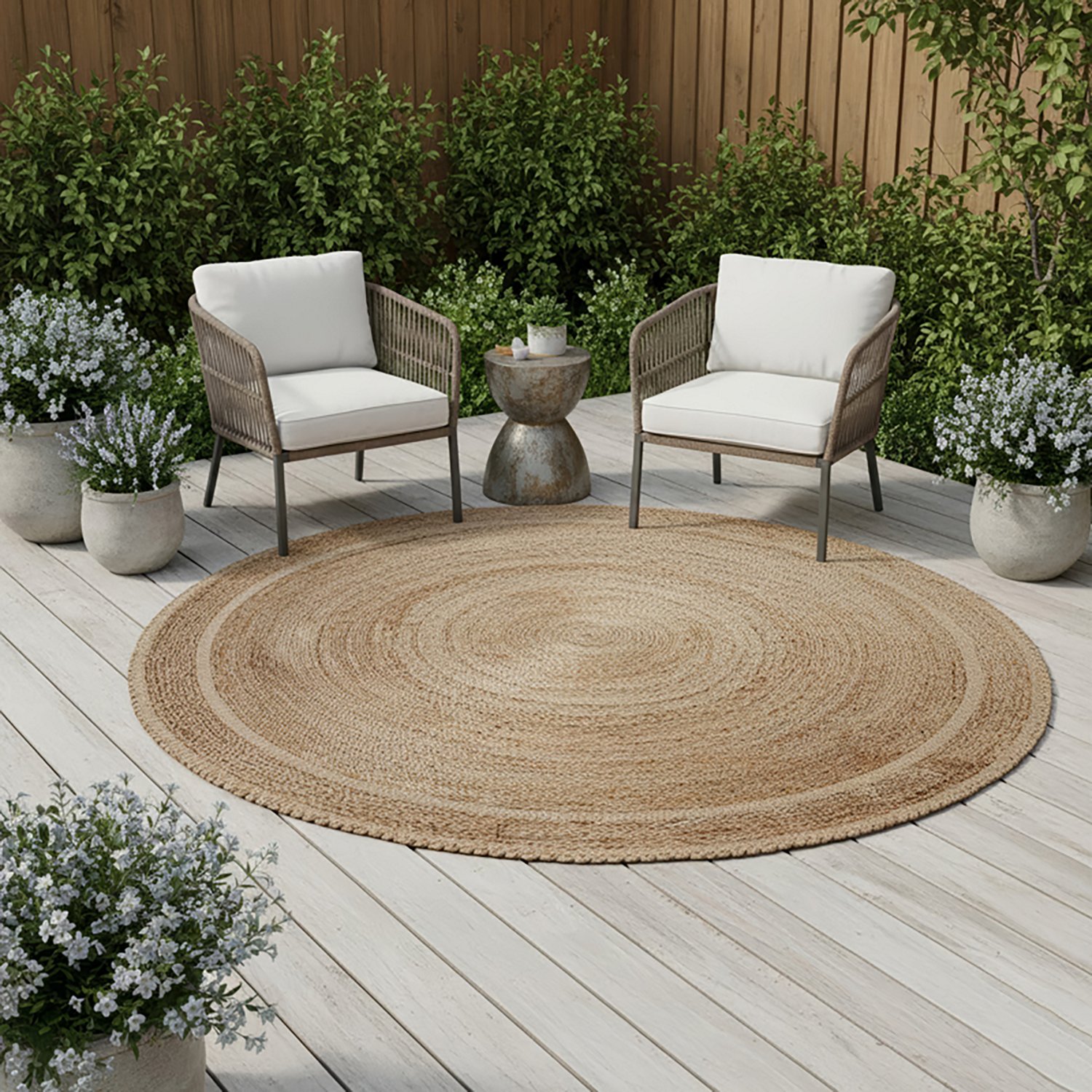 Mosaic Woven Jute Round Rug - view number 3